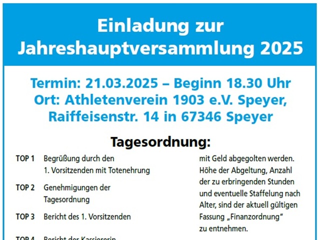 Einladung zur Jahreshauptversamm-lung 2025 – 21.03.2025, 18.30 Uhr